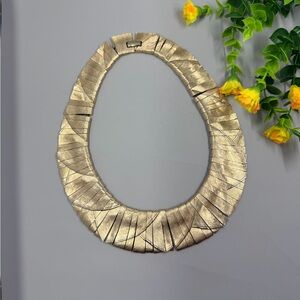 Unsigned LES BERNARD Gold Runway Modernist Collar Cleopatra Necklace
